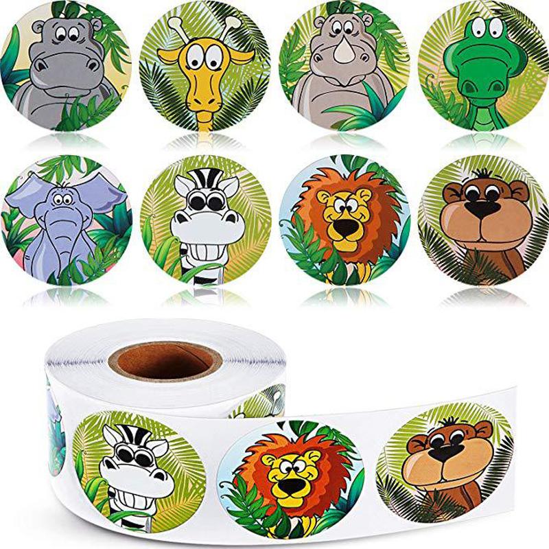 Round Jungle Animals Stickers (50 pcs) Round Jungle Animals Stickers (50 pcs)