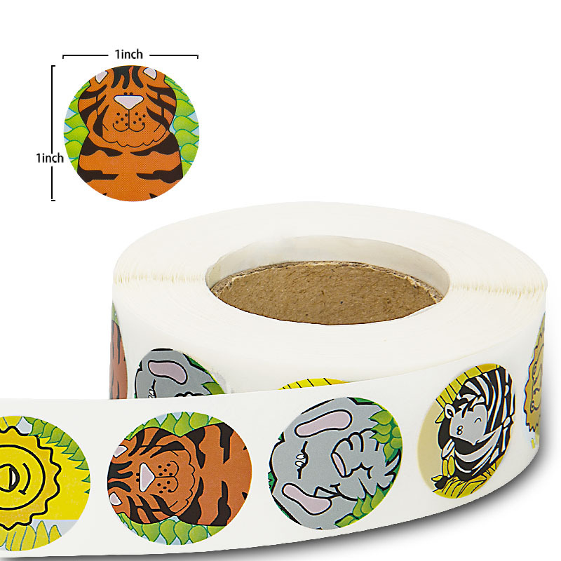 Round Jungle Animals Stickers (50 pcs) Round Jungle Animals Stickers (50 pcs)