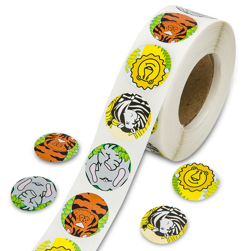 Round Jungle Animals Stickers (50 pcs) Round Jungle Animals Stickers (50 pcs)