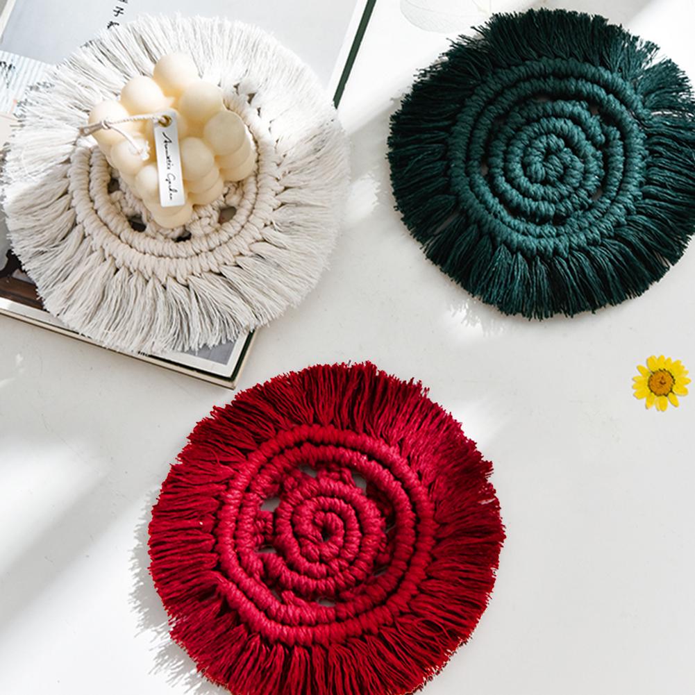 Round Macrame Woven Coaster Round Macrame Woven Coaster