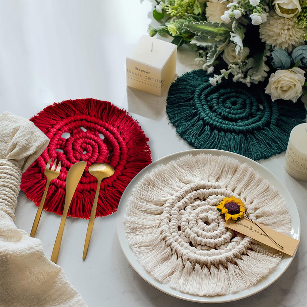 Round Macrame Woven Coaster