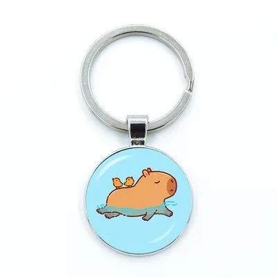 Round Metal Capybara Keychain