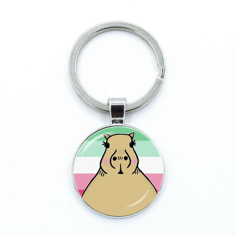 Round Metal Capybara Keychain