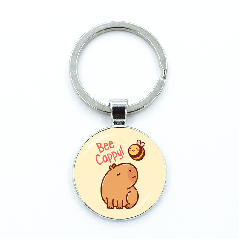 Round Metal Capybara Keychain
