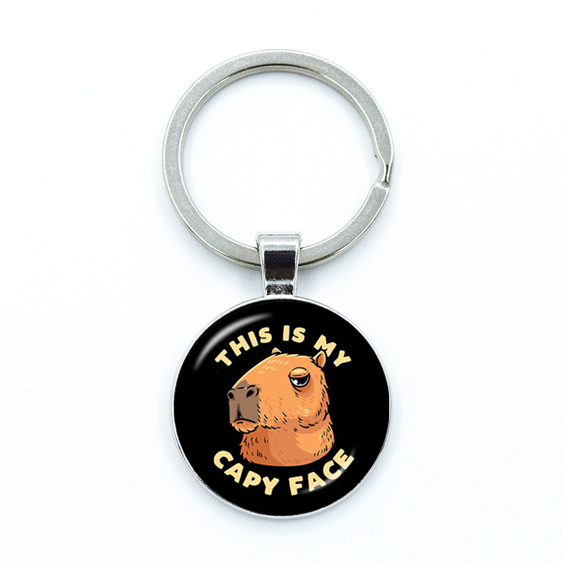 Round Metal Capybara Keychain