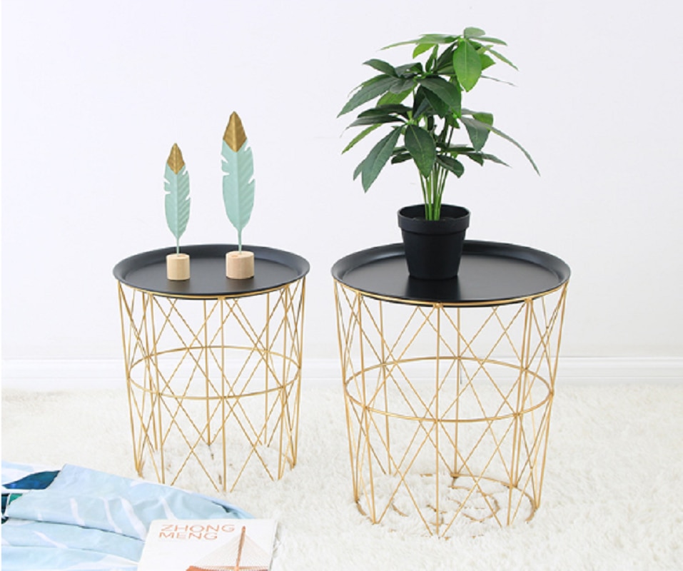 Round Metal Coffee Table with Storage Basket Round Metal Coffee Table with Storage Basket