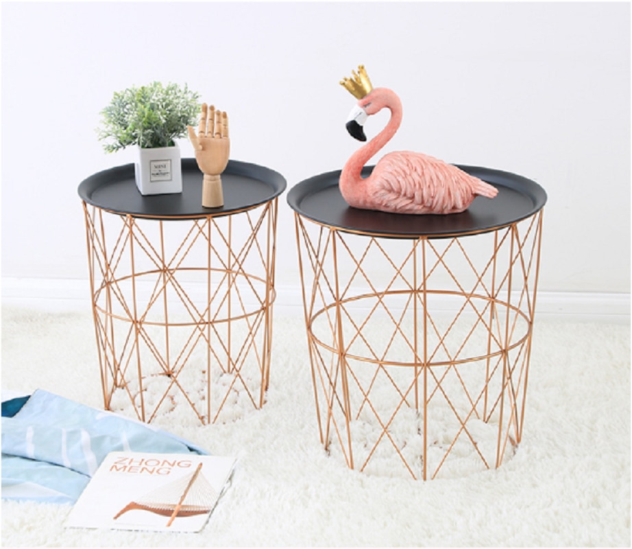 Round Metal Coffee Table with Storage Basket Round Metal Coffee Table with Storage Basket