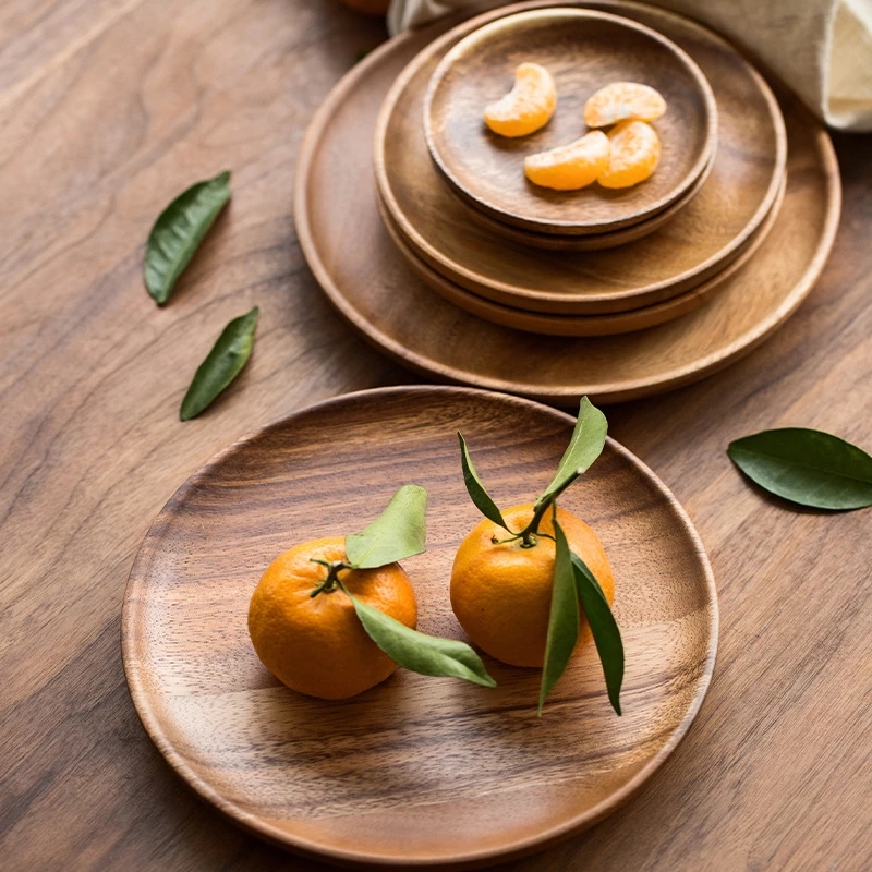 Round Natural Acacia Wood Plate (4 pcs) Round Natural Acacia Wood Plate (4 pcs)
