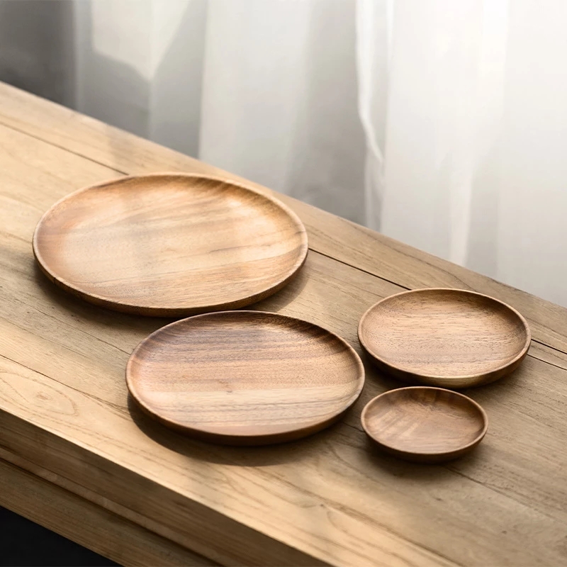 Round Natural Acacia Wood Plate (4 pcs) Round Natural Acacia Wood Plate (4 pcs)
