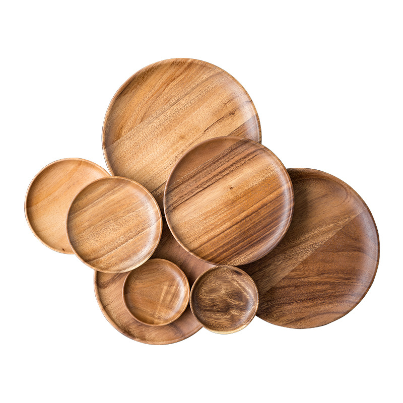 Round Natural Acacia Wood Plate (4 pcs) Round Natural Acacia Wood Plate (4 pcs)