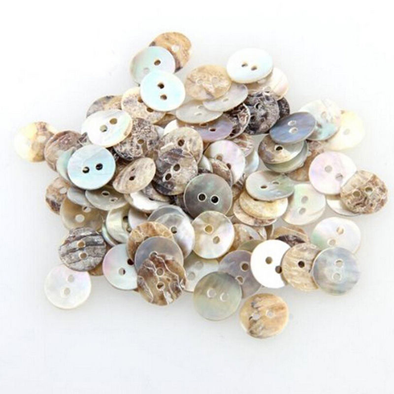 Round Natural Seashell Buttons (100pcs)