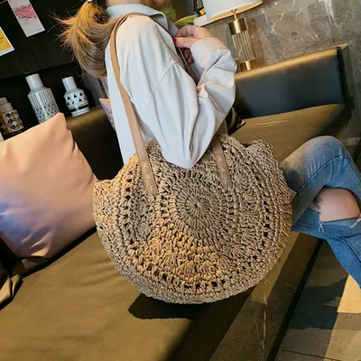 Round Rattan Bag Women's Handbag