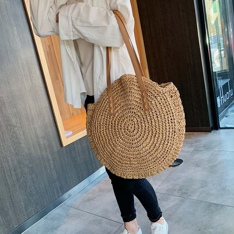 Round Rattan Bag Women's Handbag