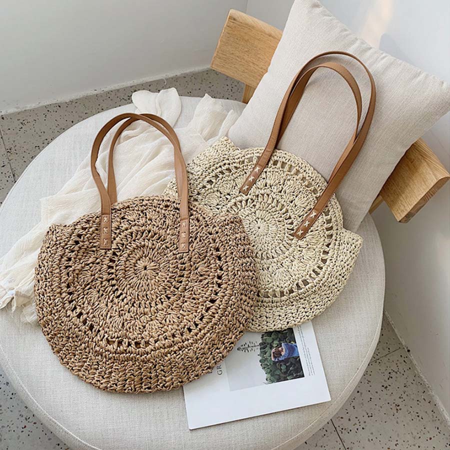 Round Rattan Bag Women's Handbag