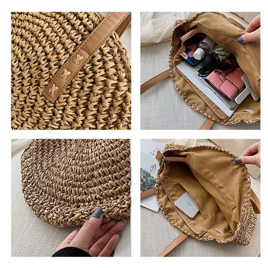Round Rattan Bag Women's Handbag