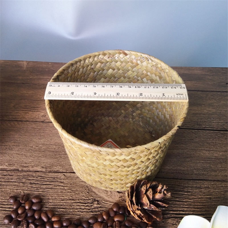 Round Rattan Basket Handwoven Container