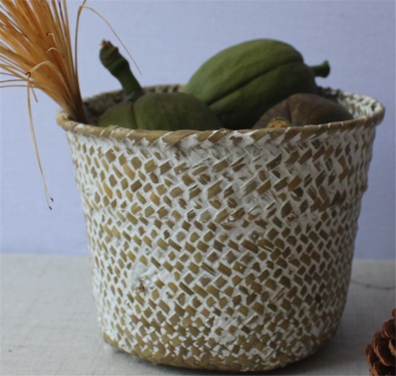 Round Rattan Basket Handwoven Container