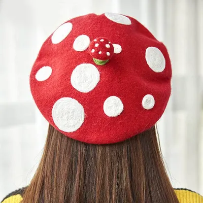 Round Red Felt Mushroom Hat Round Red Felt Mushroom Hat
