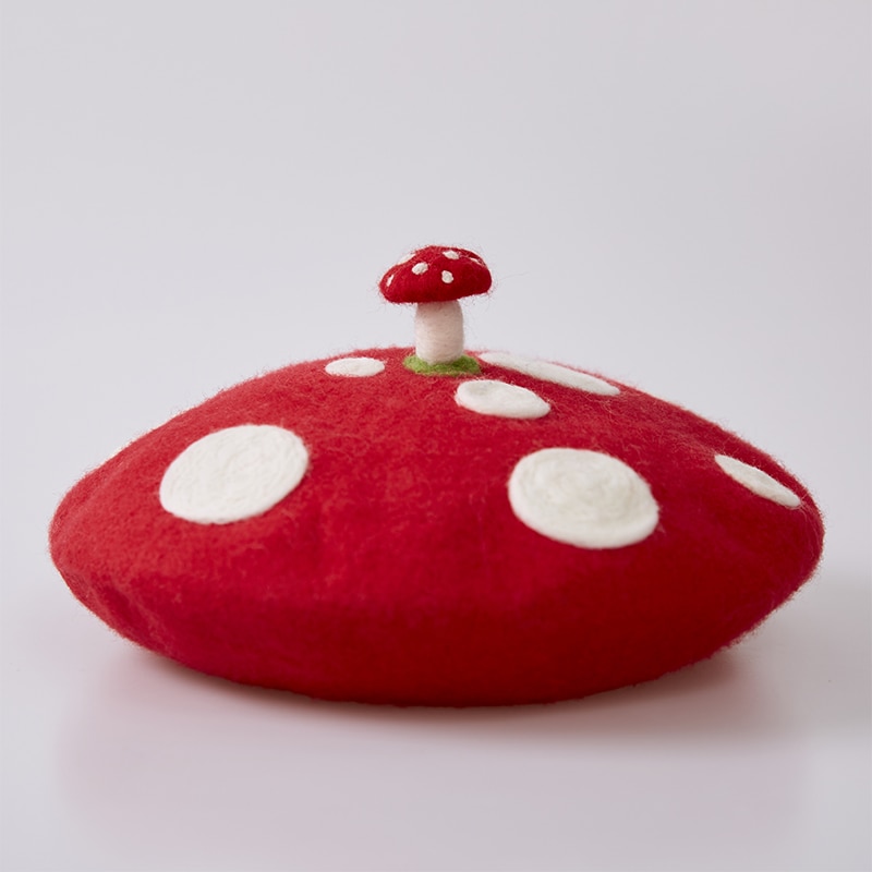 Round Red Felt Mushroom Hat Round Red Felt Mushroom Hat