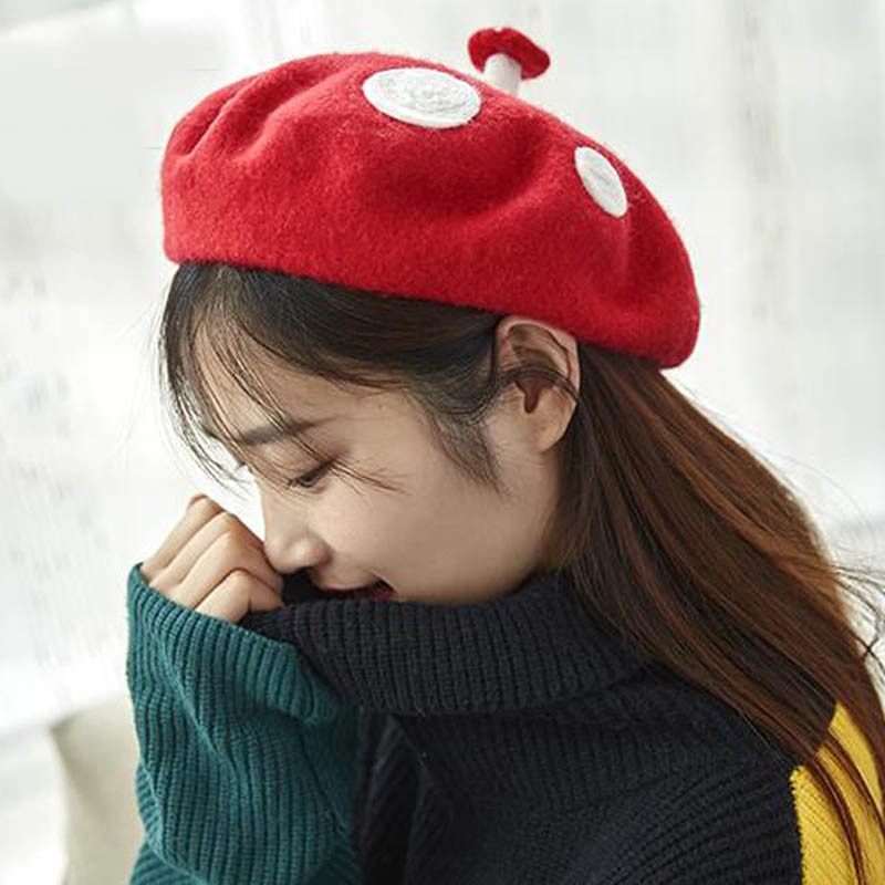 Round Red Felt Mushroom Hat Round Red Felt Mushroom Hat