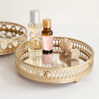 Round Retro Mirror Metal Tray Round Retro Mirror Metal Tray