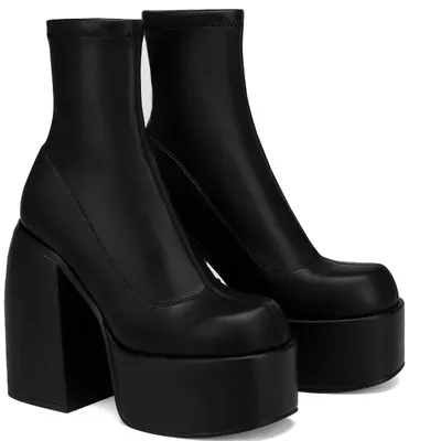 Round Toe Ladies Matin Boots Jeans Platform Chunky Heels Boots Round Toe Ladies Matin Boots Jeans Platform Chunky Heels Boots