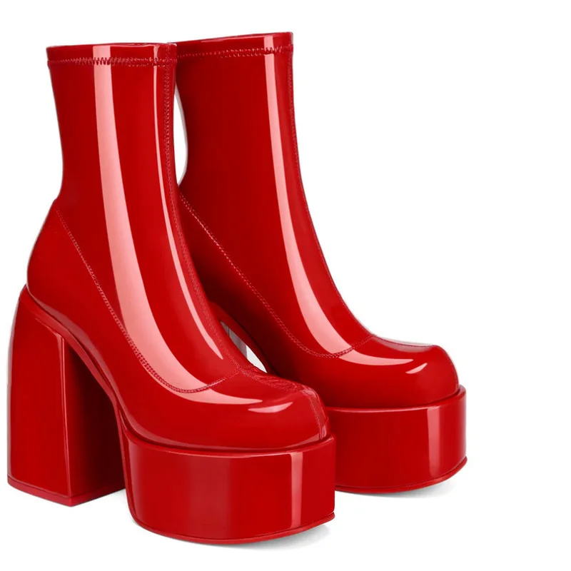 Round Toe Ladies Matin Boots Jeans Platform Chunky Heels Boots Round Toe Ladies Matin Boots Jeans Platform Chunky Heels Boots