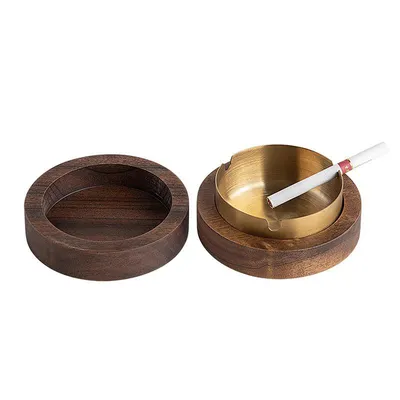 Round Wooden Ash Tray