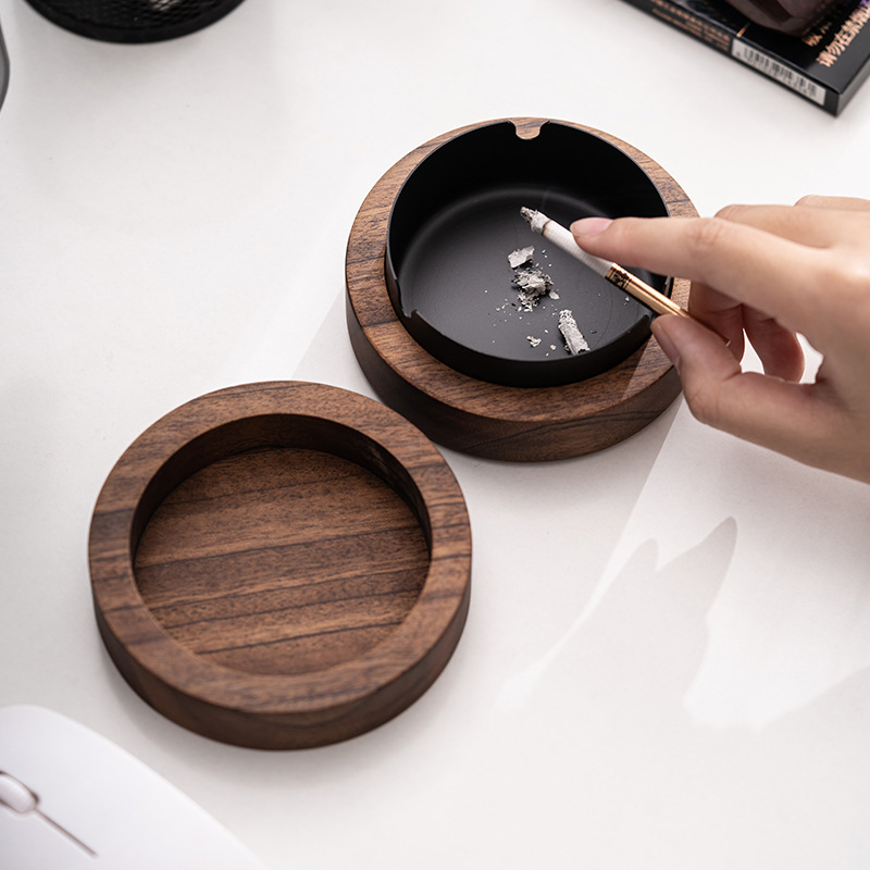 Round Wooden Ash Tray