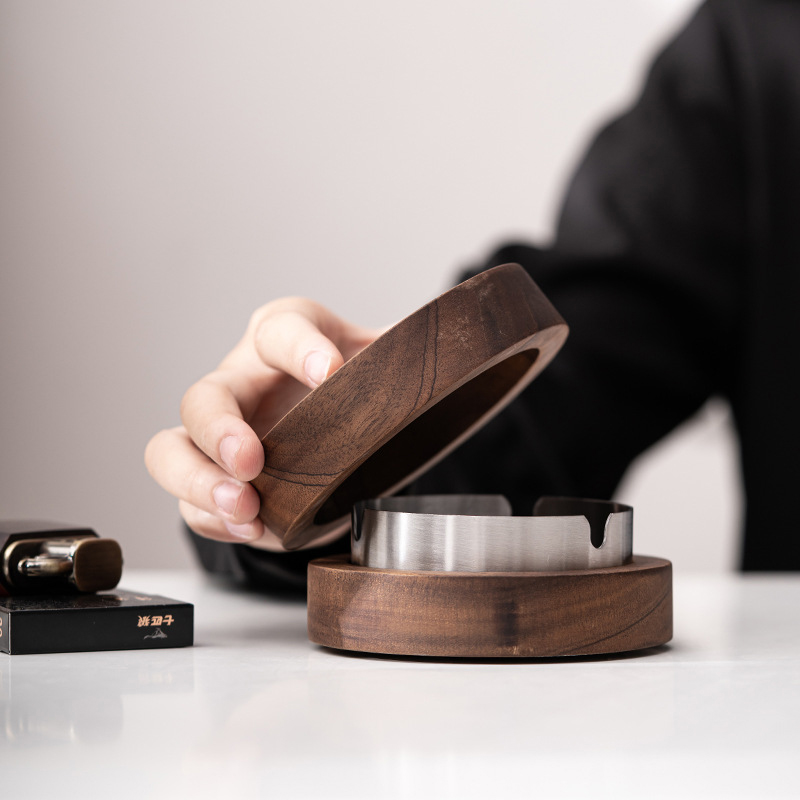 Round Wooden Ash Tray