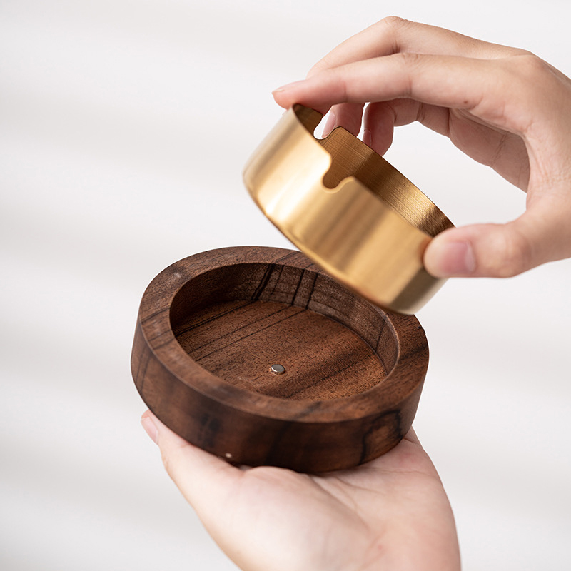 Round Wooden Ash Tray