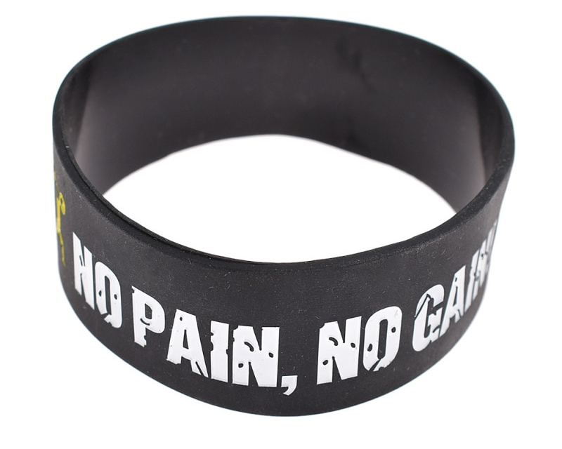 Rubber Bracelet 'No Pain No Gain' Motivational Print Rubber Bracelet 'No Pain No Gain' Motivational Print