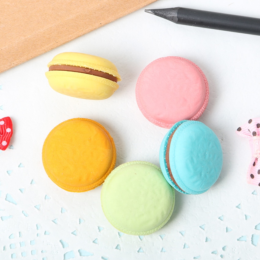 Rubber Eraser Novelty Macaron Design (5pcs)