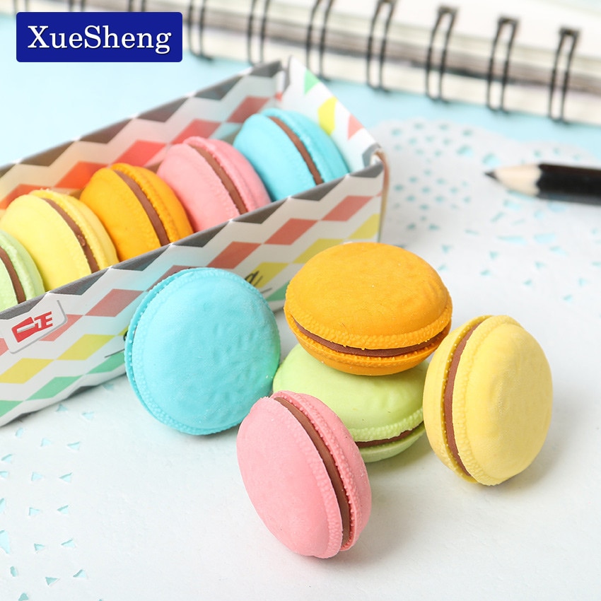 Rubber Eraser Novelty Macaron Design (5pcs)