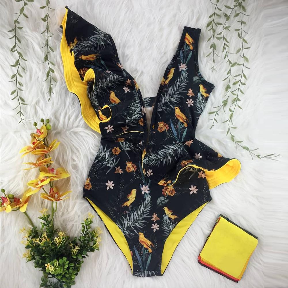 Ruffle One Piece Swimsuit Sexy Beachwear Ruffle One Piece Swimsuit Sexy Beachwear