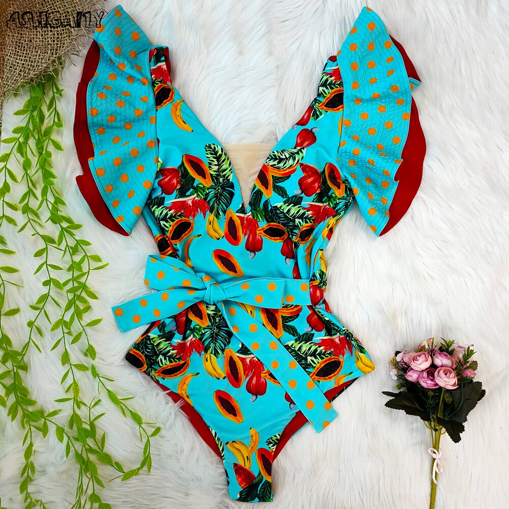 Ruffle One Piece Swimsuit Sexy Beachwear Ruffle One Piece Swimsuit Sexy Beachwear