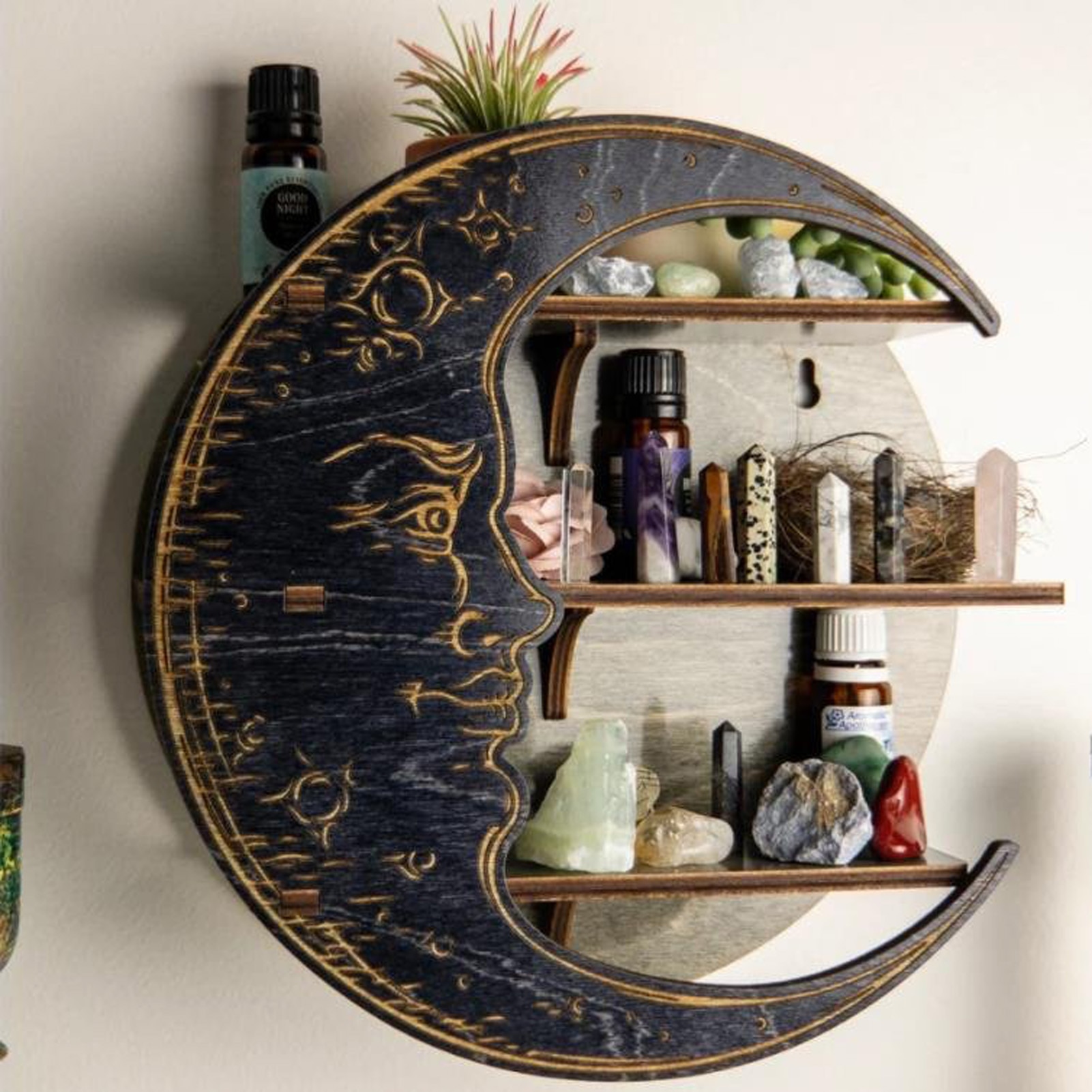 Rustic and Boho Style Moon Shelf