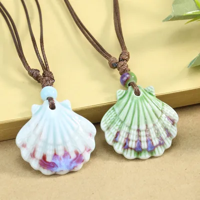 Rustic Ceramic Seashell Pendant Necklace Rustic Ceramic Seashell Pendant Necklace