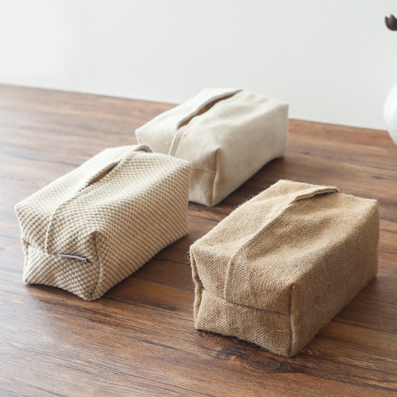 Rustic Linen Tissue Box Cover Pouch Rustic Linen Tissue Box Cover Pouch