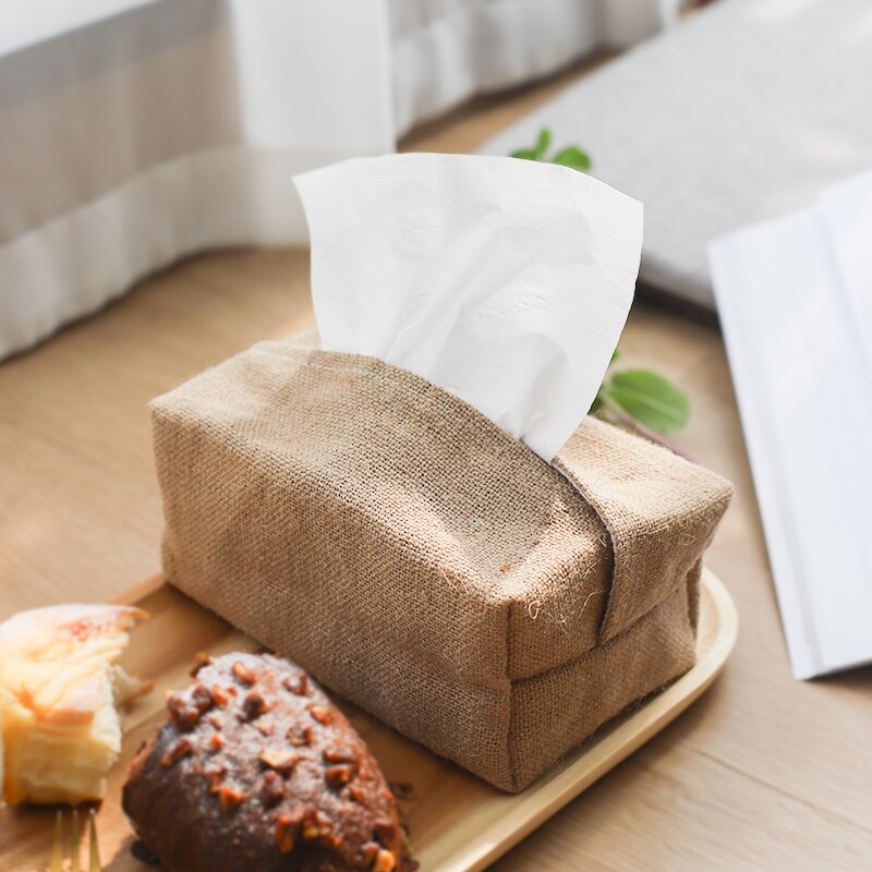 Rustic Linen Tissue Box Cover Pouch Rustic Linen Tissue Box Cover Pouch