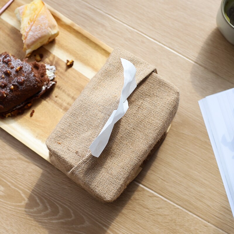 Rustic Linen Tissue Box Cover Pouch Rustic Linen Tissue Box Cover Pouch