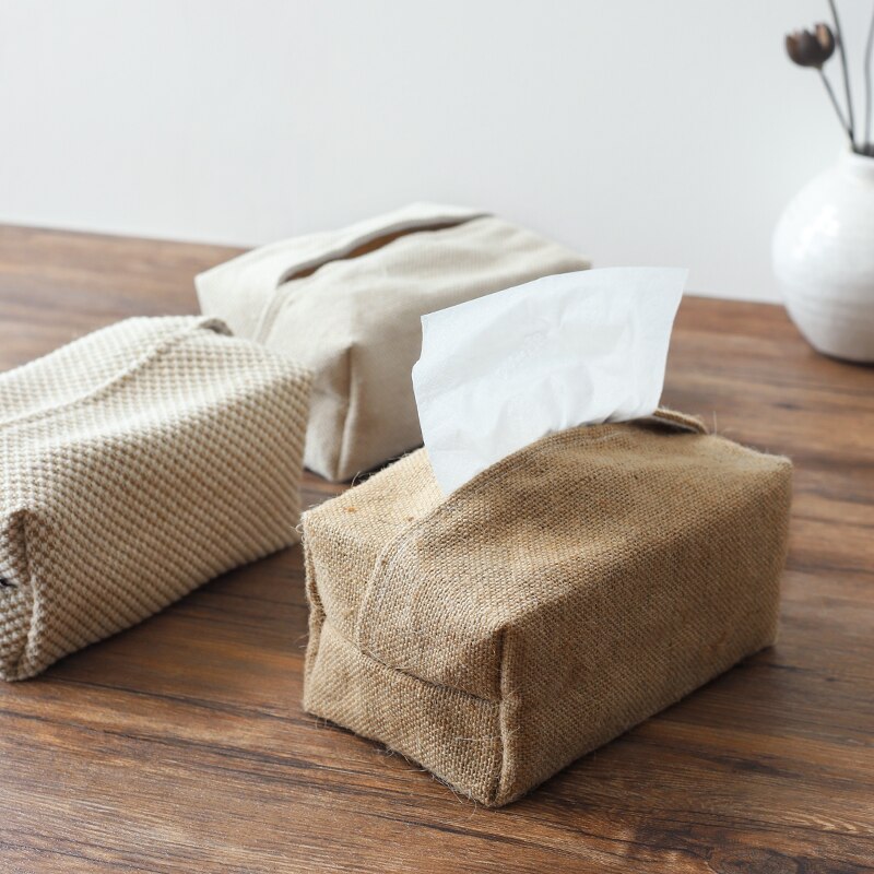 Rustic Linen Tissue Box Cover Pouch Rustic Linen Tissue Box Cover Pouch