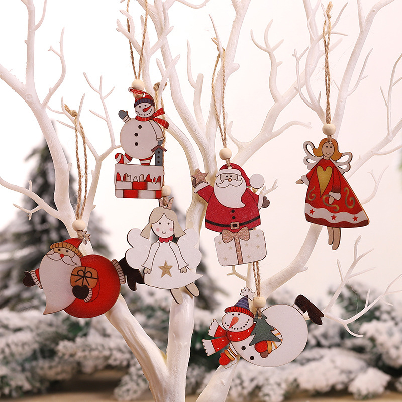Rustic Wooden Christmas Tree Decors (2 pcs)