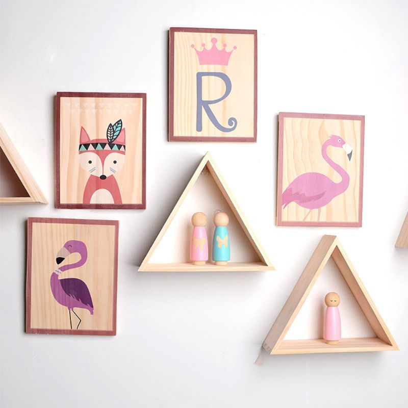 Rustic Wooden Triangle Shelf