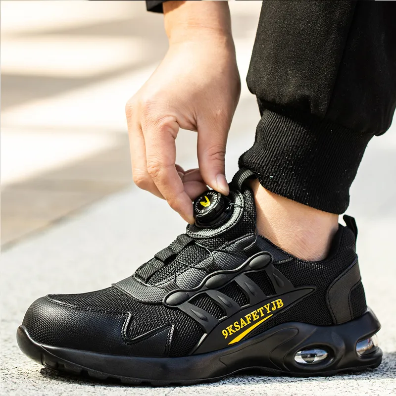 Safety Shoes Men Rotary Buckle Work Shoes Air Cushion Indestructible Sneakers Puncture-Proof security Boots Protective