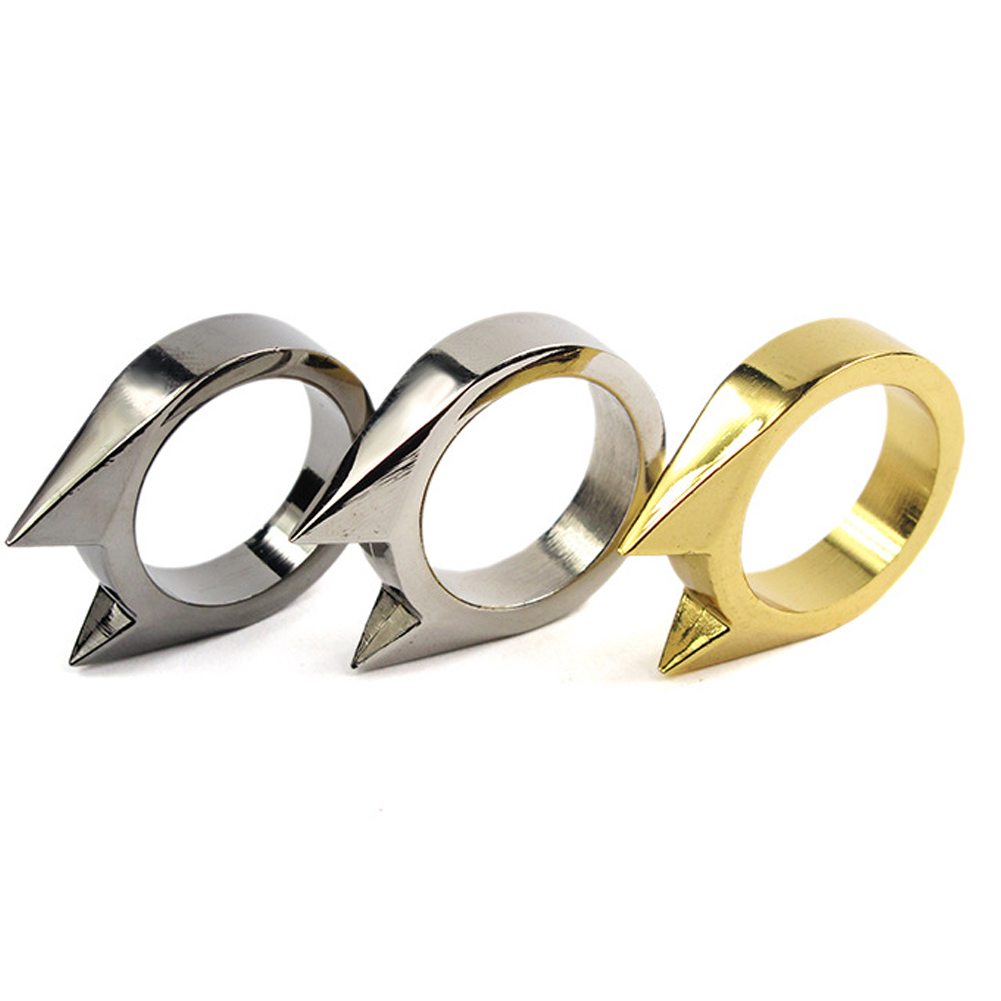 Safety Survival Ring Tool EDC Self Defence Stainless Steel Ring Finger Defense Ring Tool Silver Gold Black Color Safety Survival Ring Tool EDC Self Defence Stainless Steel Ring Finger Defense Ring Tool Silver Gold Black Color