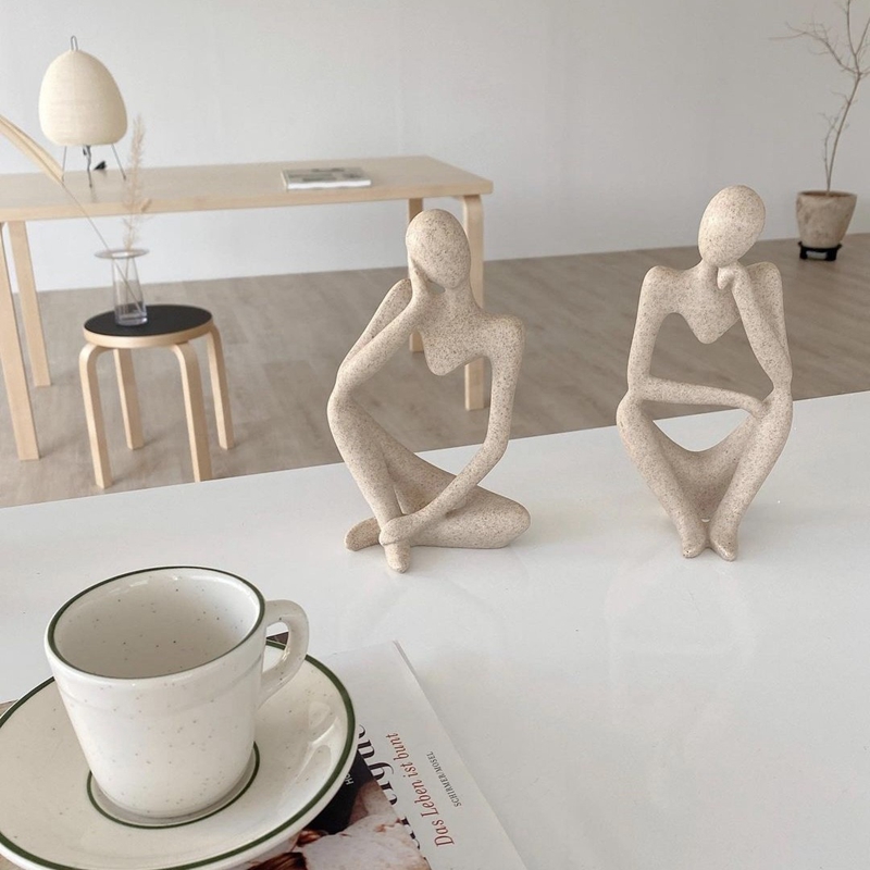 Sand Color The Thinker Abstract Statues Sculptures Yoga Figurine Nordic Living Room Home Decor Decoration Maison Desk