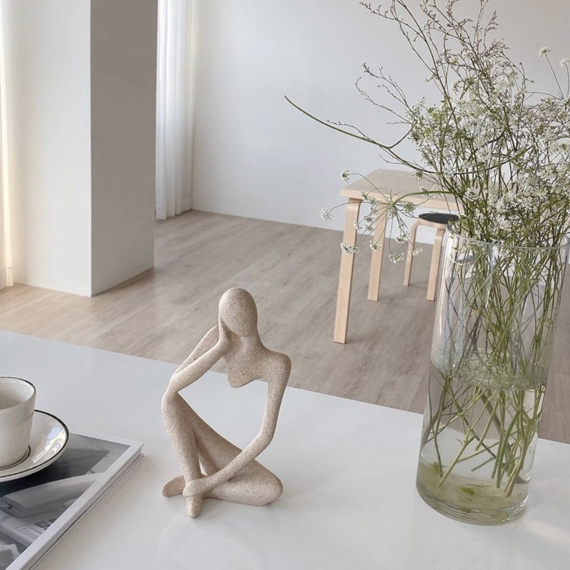 Sand Color The Thinker Abstract Statues Sculptures Yoga Figurine Nordic Living Room Home Decor Decoration Maison Desk