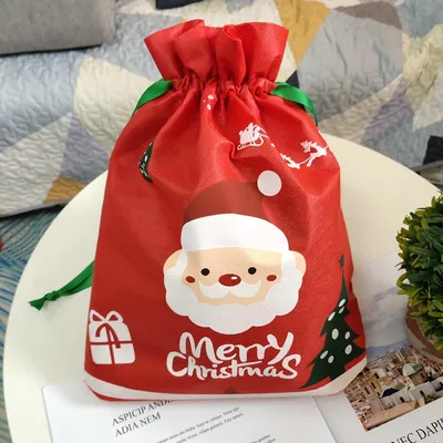 Santa Claus Christmas Drawstring Gift Bag