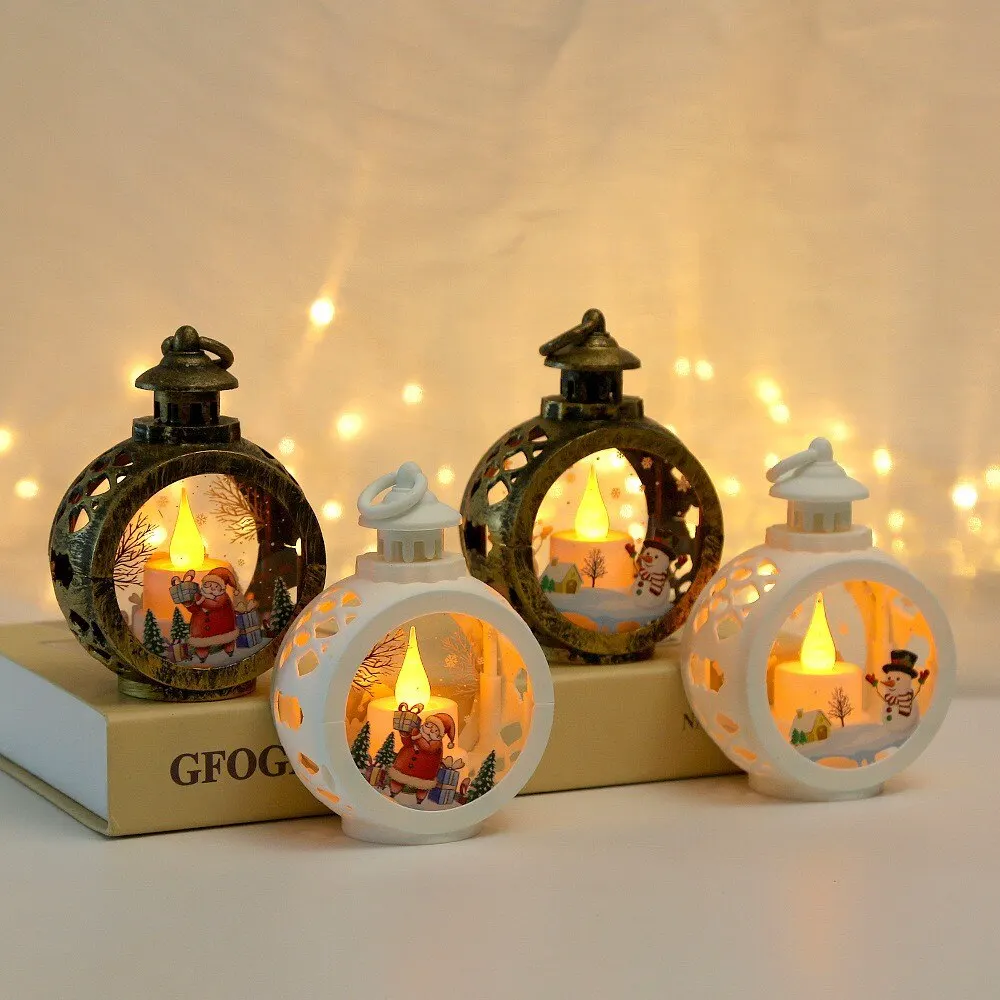 Santa Lantern Wind Lights Christmas Tree Pendants Christmas LED Lamp Ornament Christmas Decorations for Home Navidad